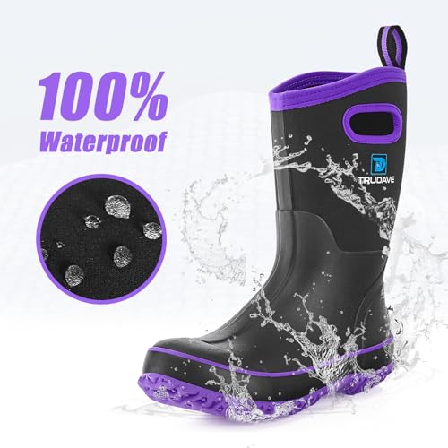 Trudave Women Mid Calf Rain Boots - Waterproof & Neoprene Insulated for Mud & Outdoor Activities
| Trudave Rubber Boots