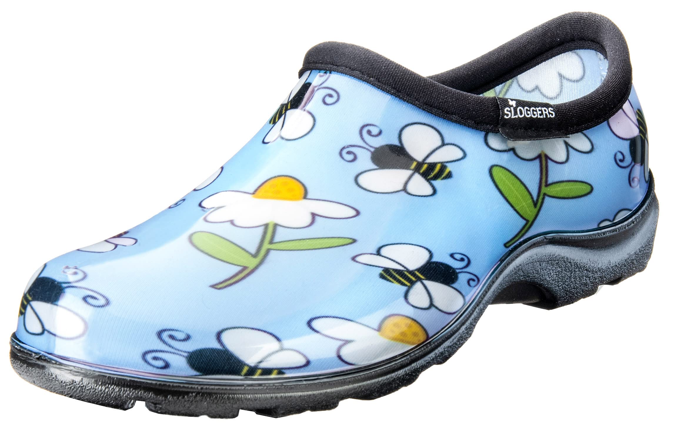 Sloggers Original Waterproof Rain and Garden Shoe for Women - Outdoor Slip-On Garden Clog - Lt Blue Bee Print Size 8
Slo